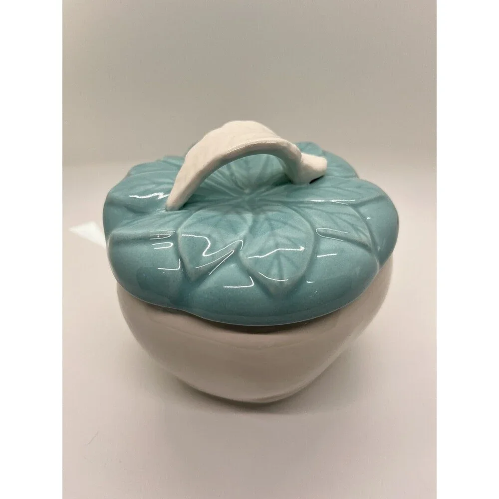 Ceramic Bowl w/Lid for Serving Dips Turquoise Hoenig California Pottery